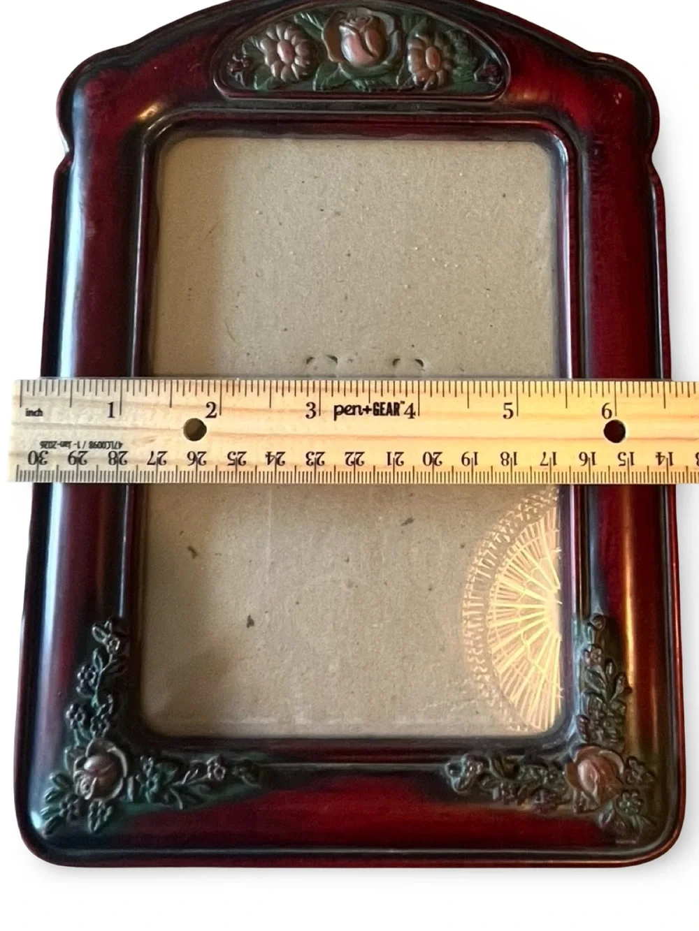 Cherry Burgundy Floral Carved Frame for 5 x 7 Photo